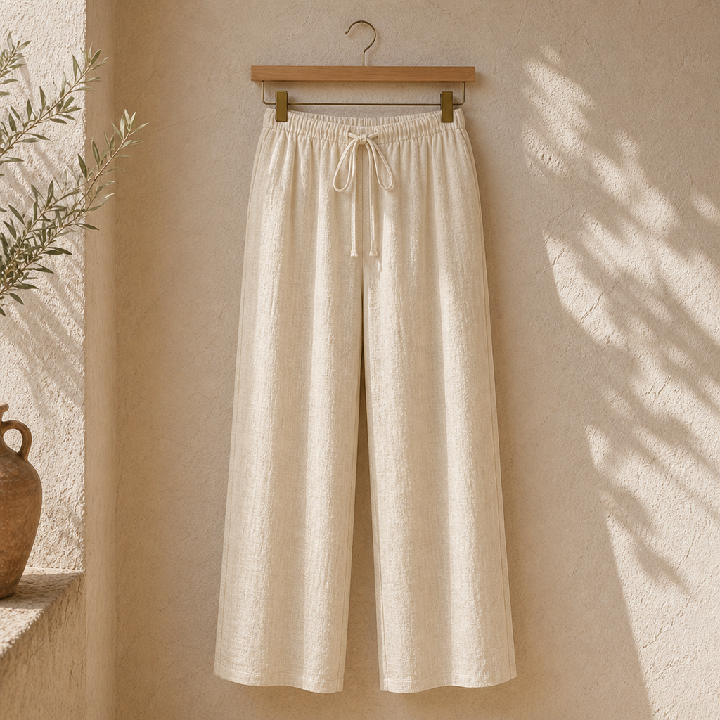 Cove & Linen High-Rise Drawstring Linen-Blend Pants view 1