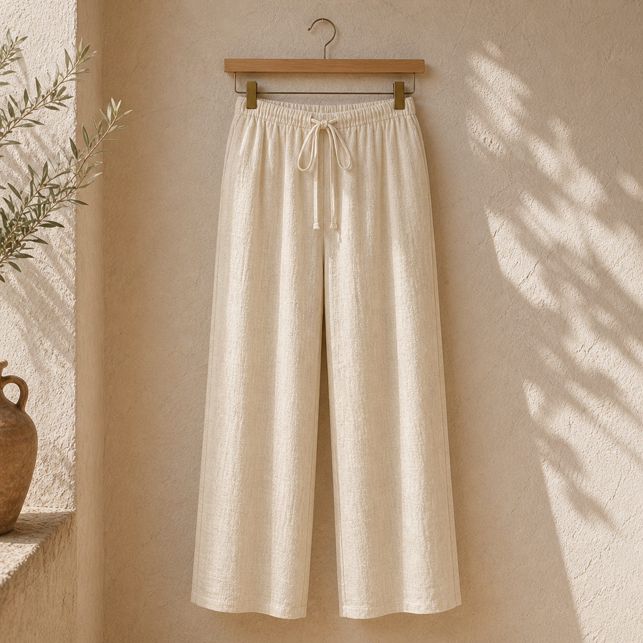 Cove & Linen High-Rise Drawstring Linen-Blend Pants view 1