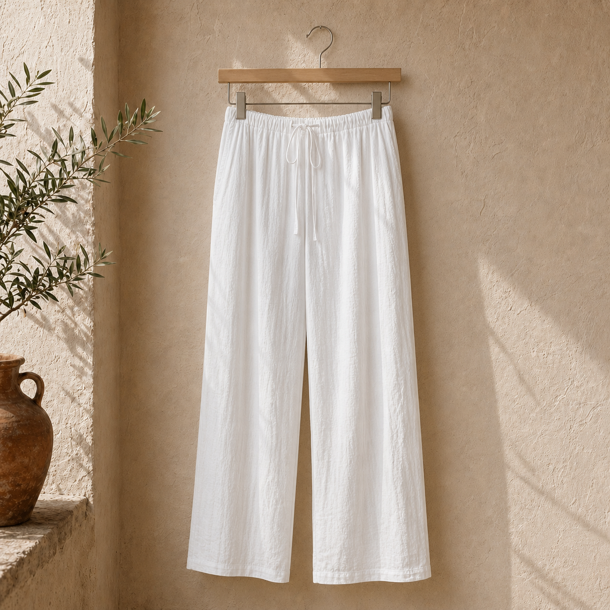 Cove & Linen High-Rise Drawstring Linen-Blend Pants view 9