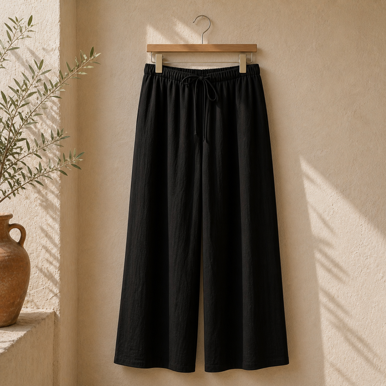 Cove & Linen High-Rise Drawstring Linen-Blend Pants view 13