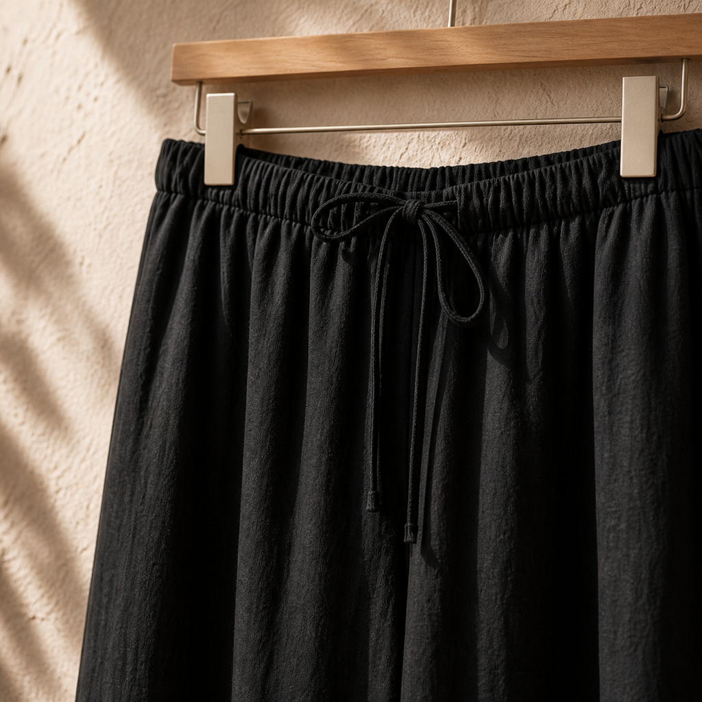 Cove & Linen High-Rise Drawstring Linen-Blend Pants view 18