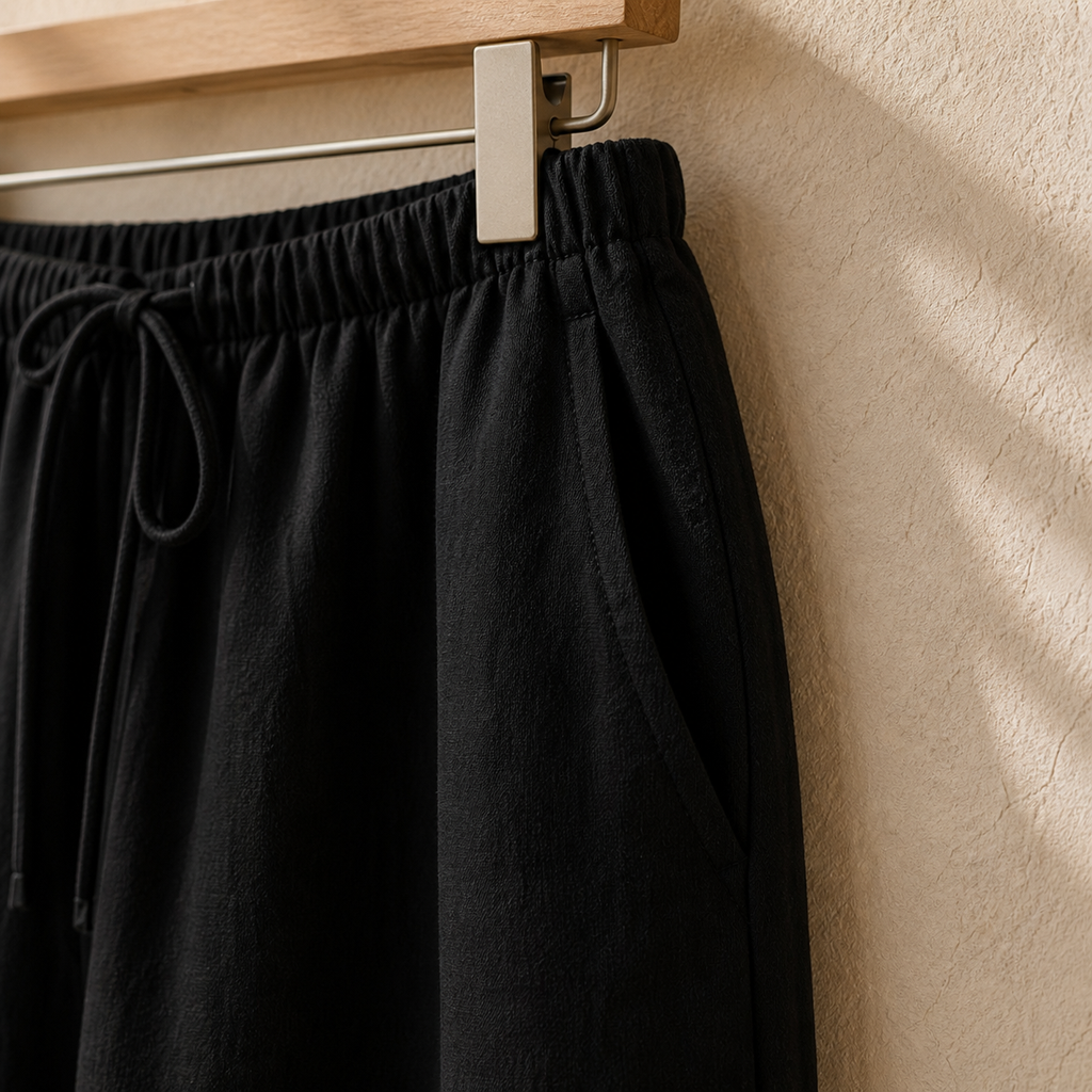 Cove & Linen High-Rise Drawstring Linen-Blend Pants view 16