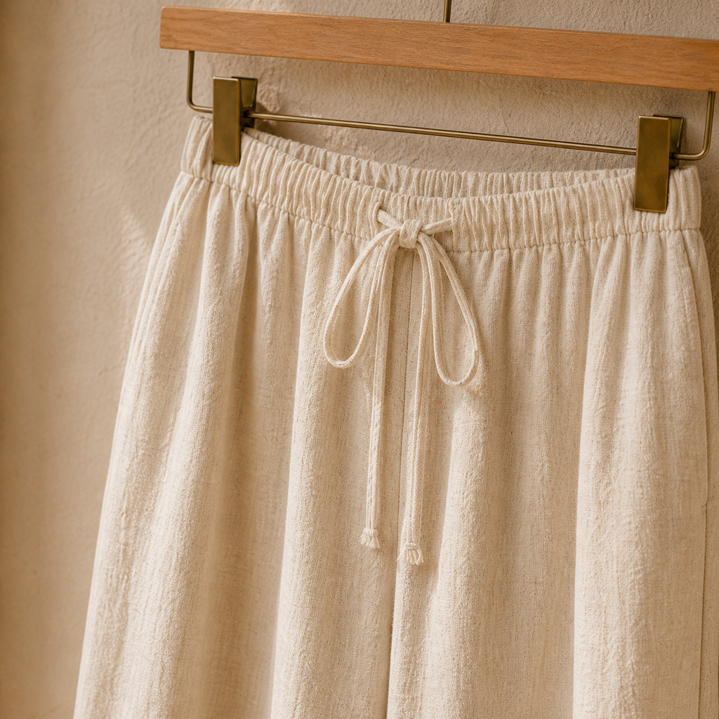 Cove & Linen High-Rise Drawstring Linen-Blend Pants view 4