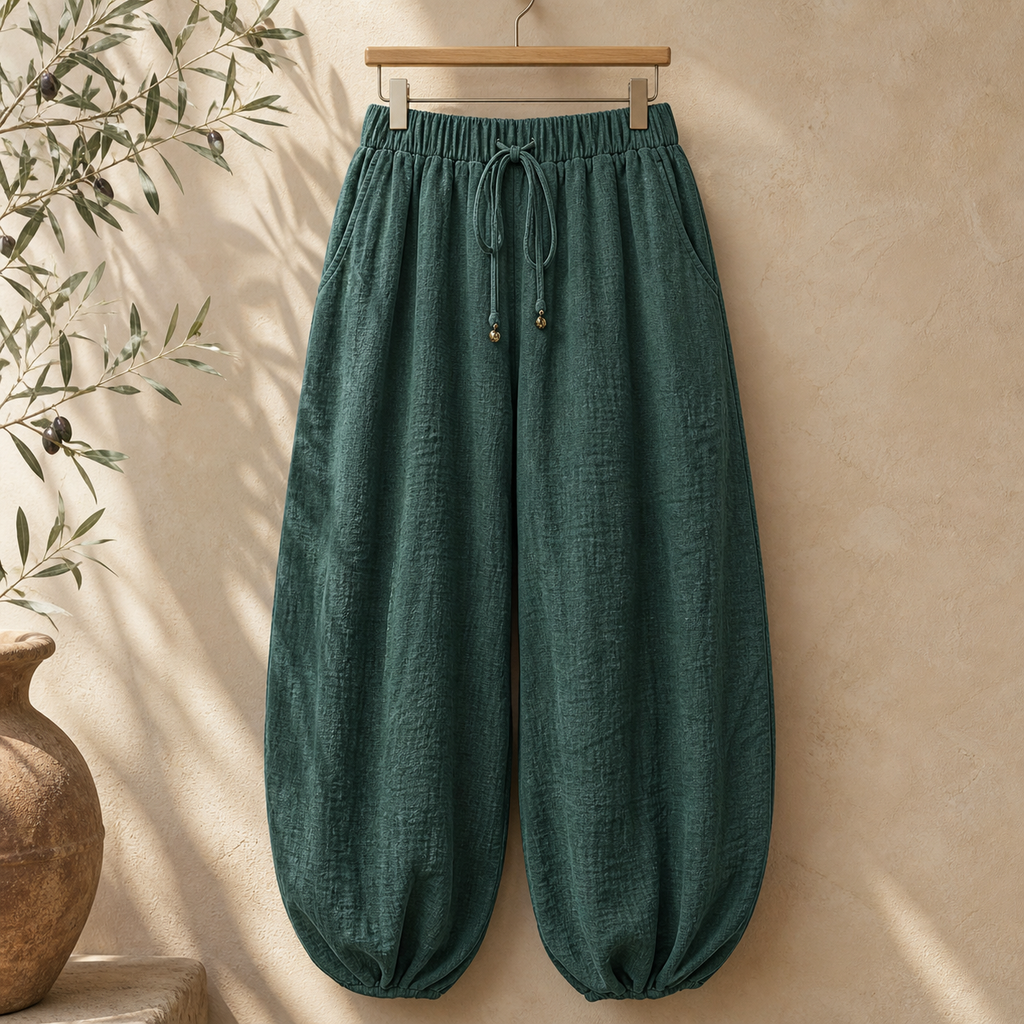 Cove & Linen High-Rise Linen-Blend Lantern Pants view 1