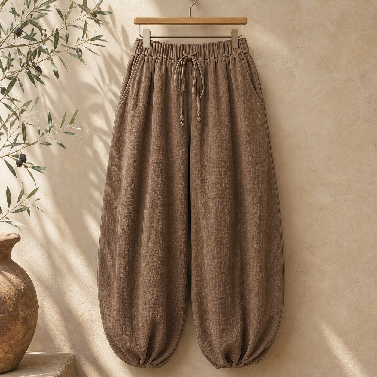 Cove & Linen High-Rise Linen-Blend Lantern Pants view 8