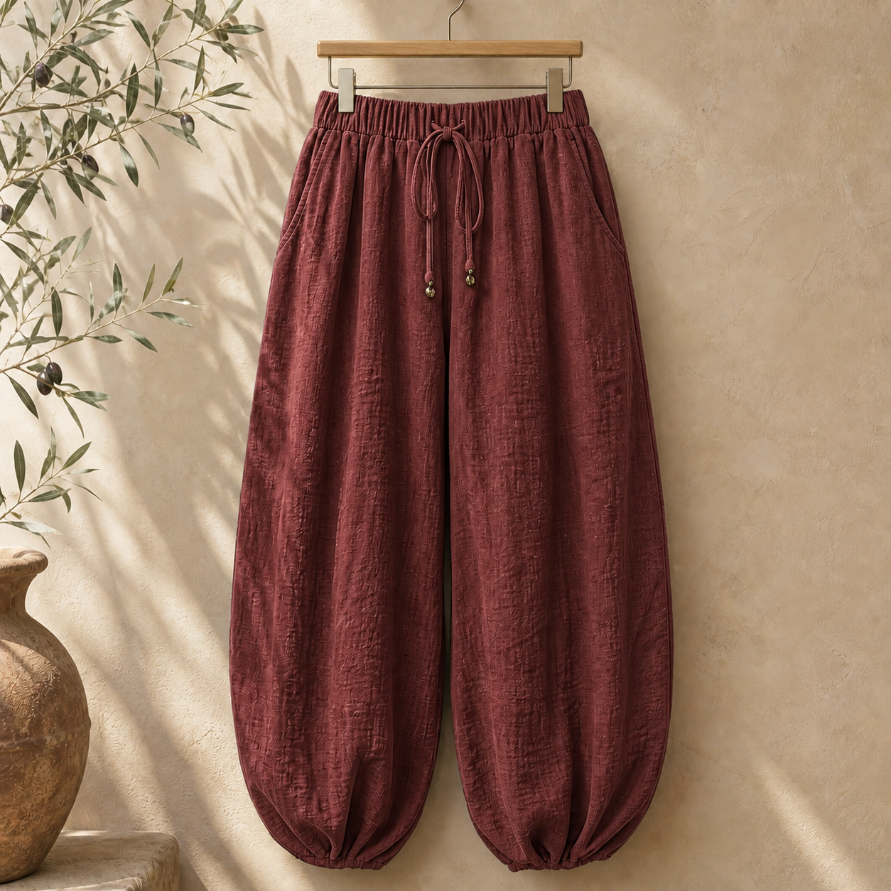 Cove & Linen High-Rise Linen-Blend Lantern Pants view 11