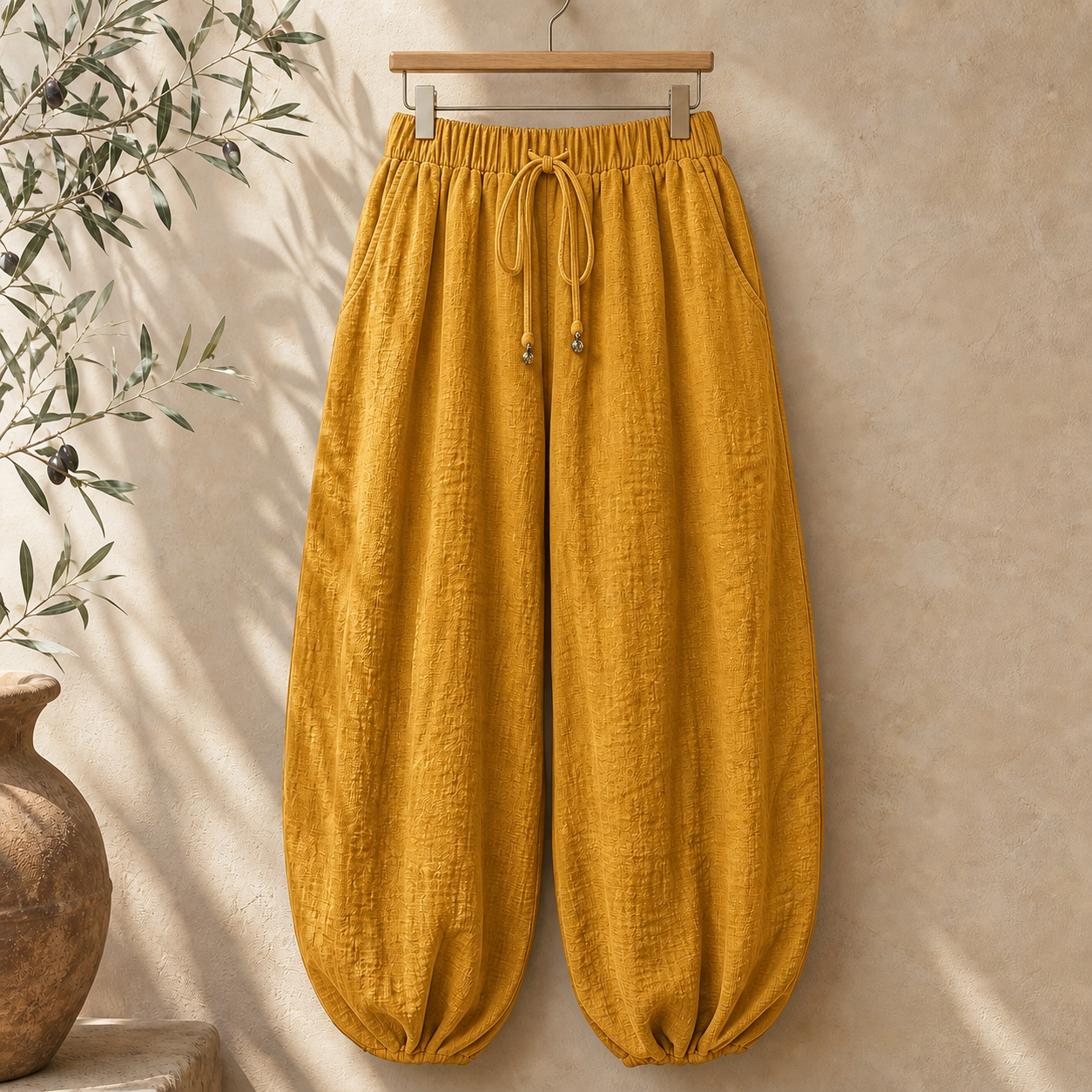 Cove & Linen High-Rise Linen-Blend Lantern Pants view 14