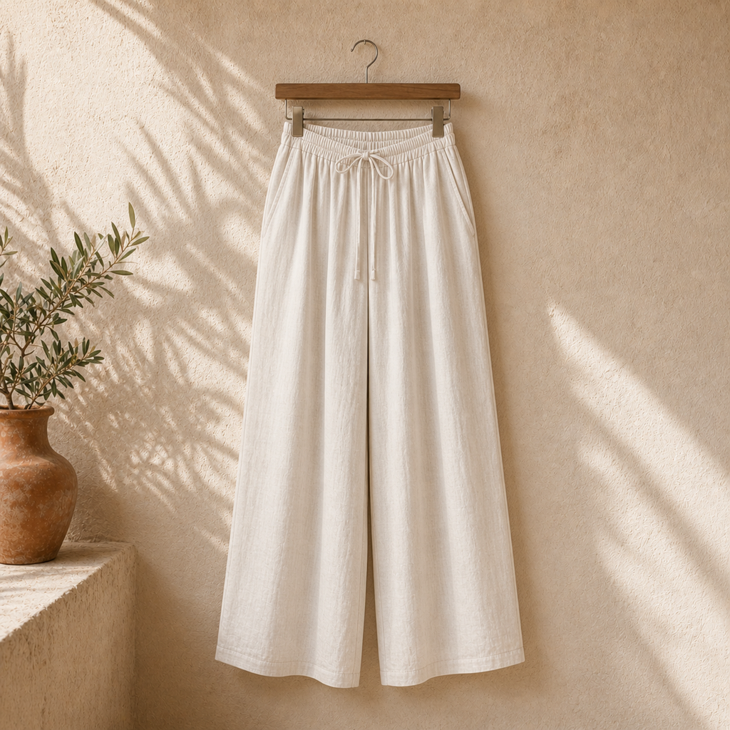 Cove & Linen Drawstring Linen-Blend Wide-Leg Pants view 10