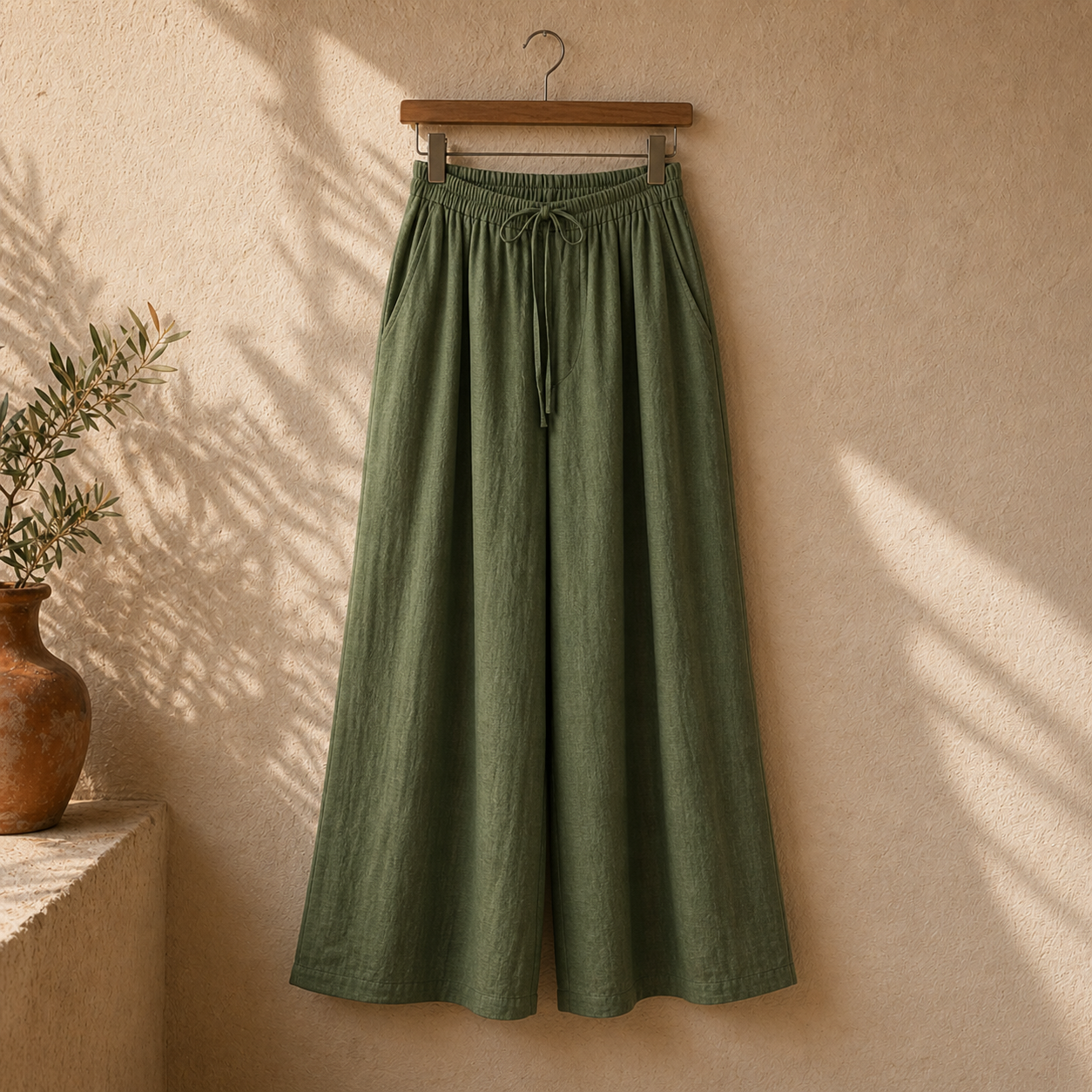 Cove & Linen Drawstring Linen-Blend Wide-Leg Pants view 13