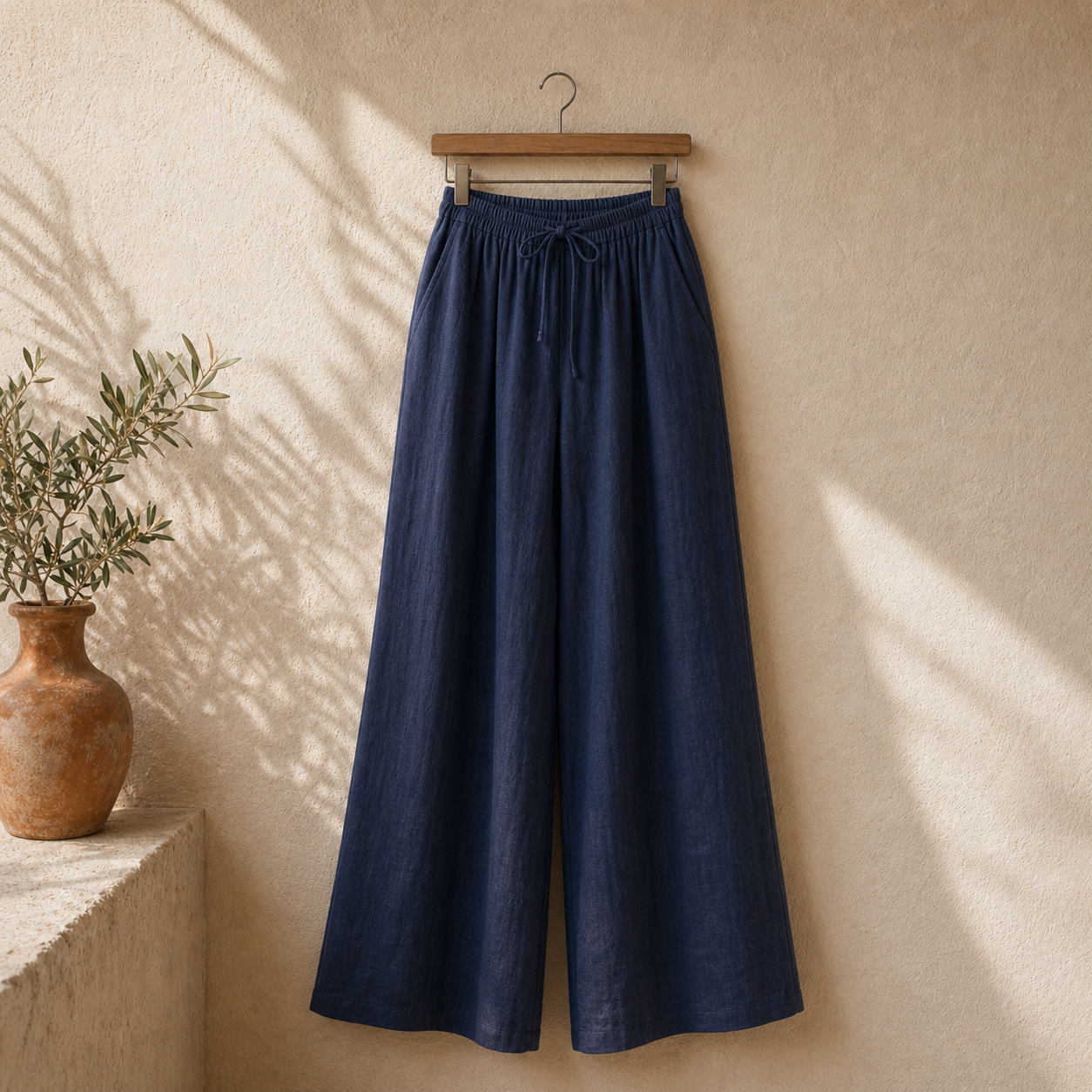 Cove & Linen Drawstring Linen-Blend Wide-Leg Pants view 16