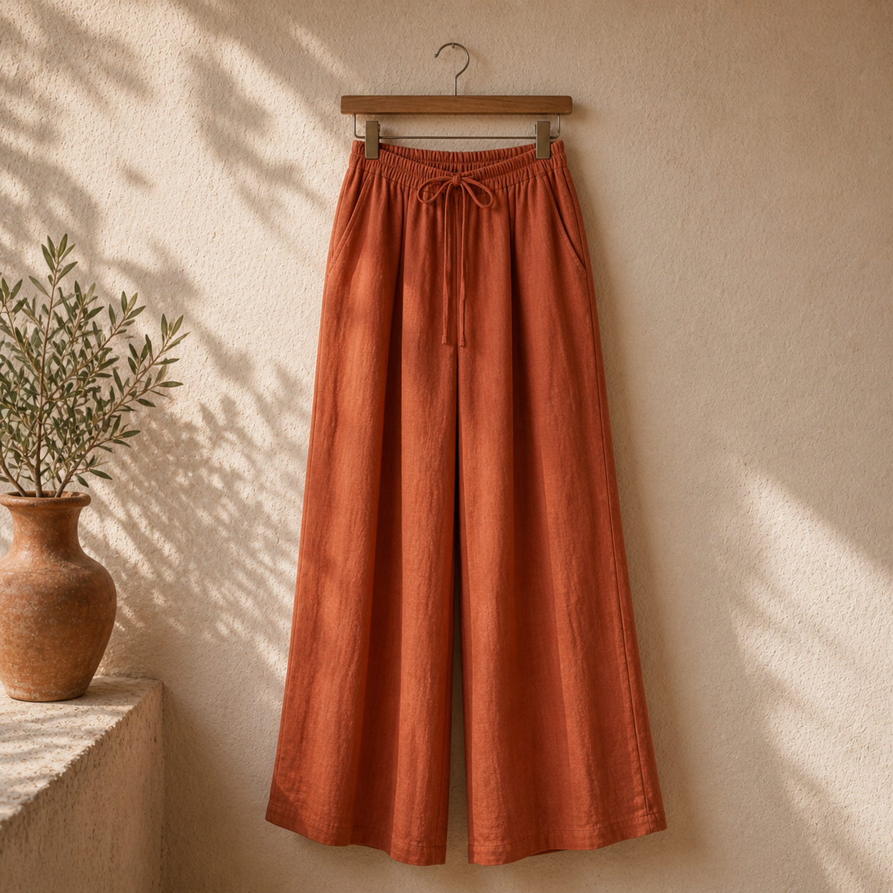 Cove & Linen Drawstring Linen-Blend Wide-Leg Pants view 19