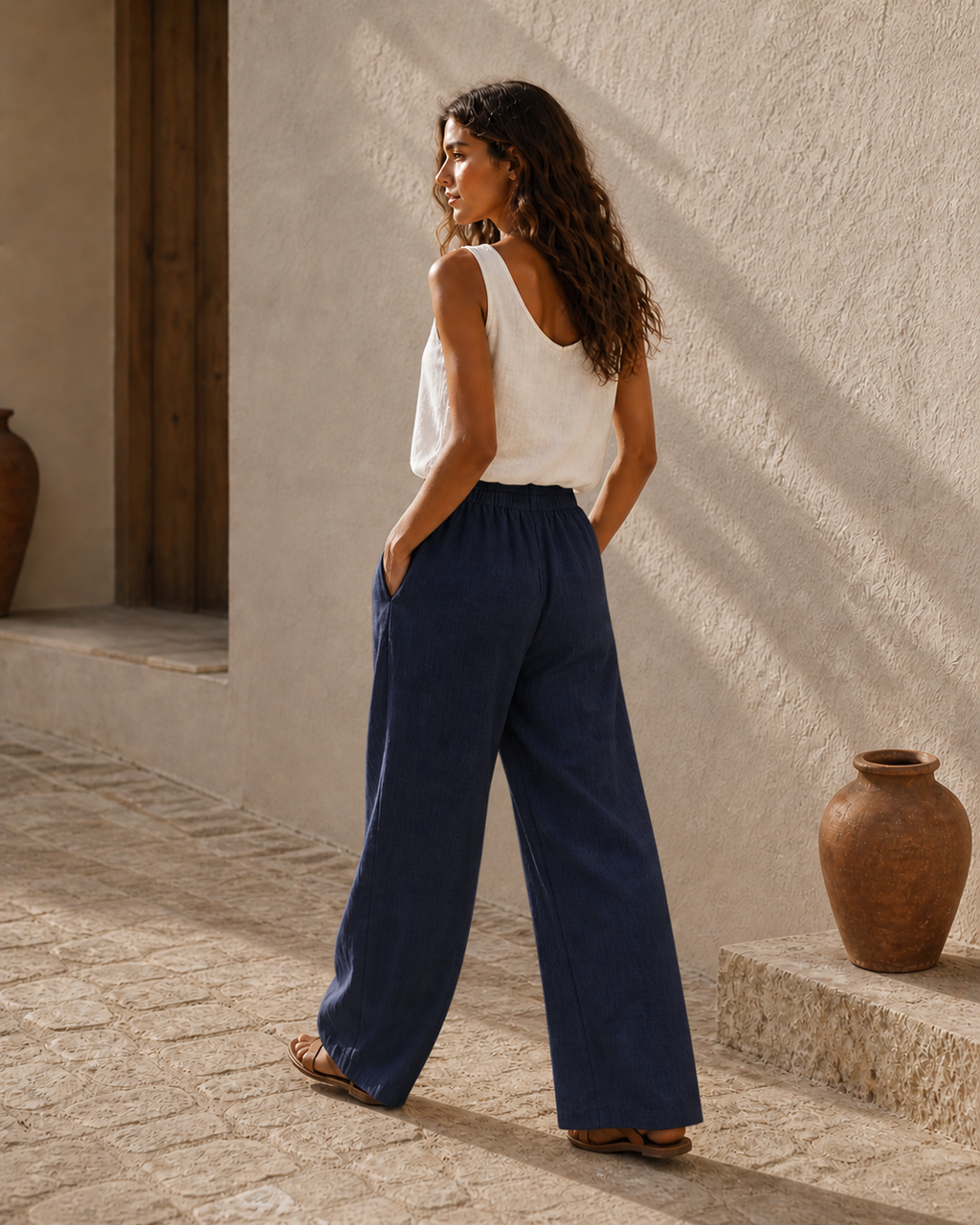 Cove & Linen Drawstring Linen-Blend Wide-Leg Pants view 18