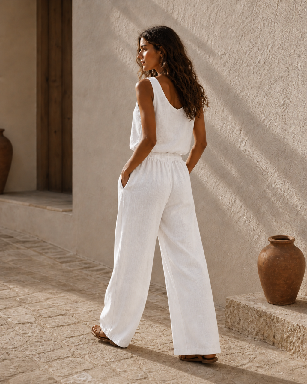 Cove & Linen Drawstring Linen-Blend Wide-Leg Pants view 12