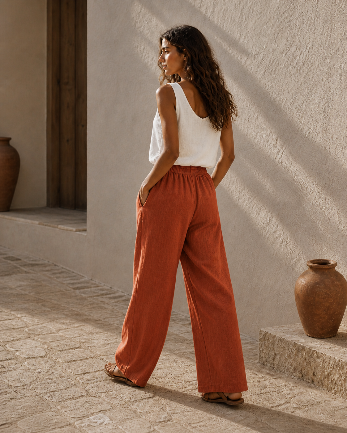 Cove & Linen Drawstring Linen-Blend Wide-Leg Pants view 21