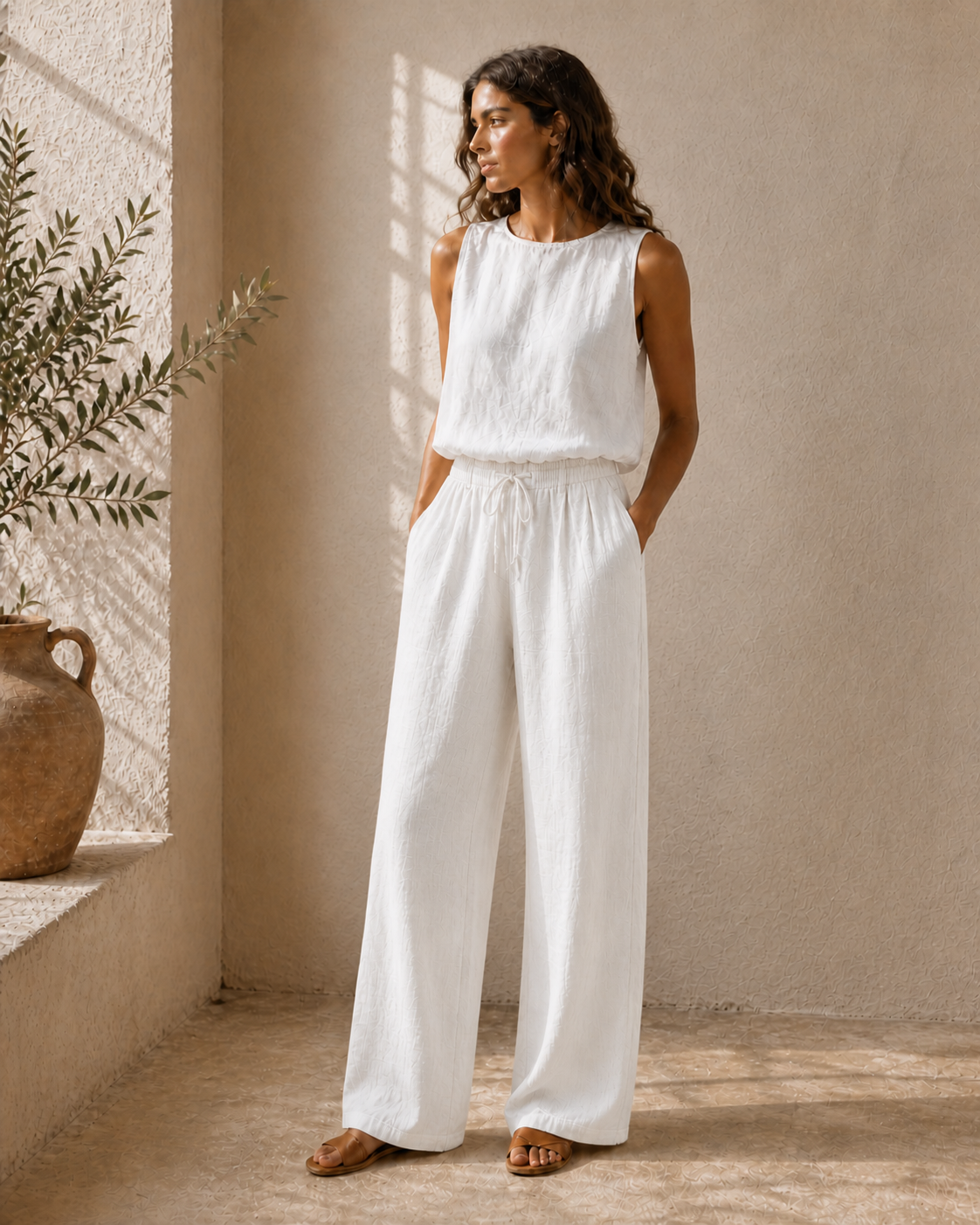 Cove & Linen Drawstring Linen-Blend Wide-Leg Pants view 11