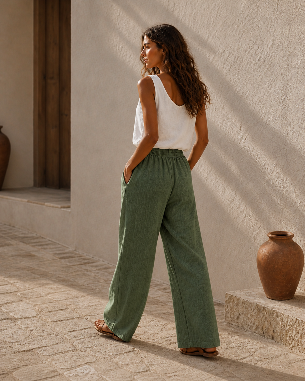 Cove & Linen Drawstring Linen-Blend Wide-Leg Pants view 15