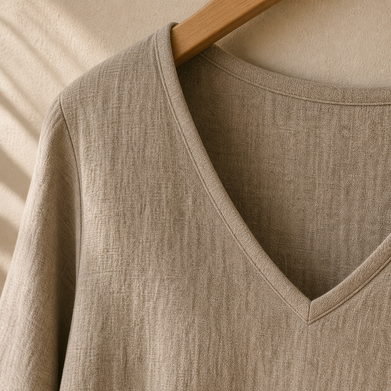 Cove & Linen Long-Sleeve Linen-Blend V-Neck Dress view 4