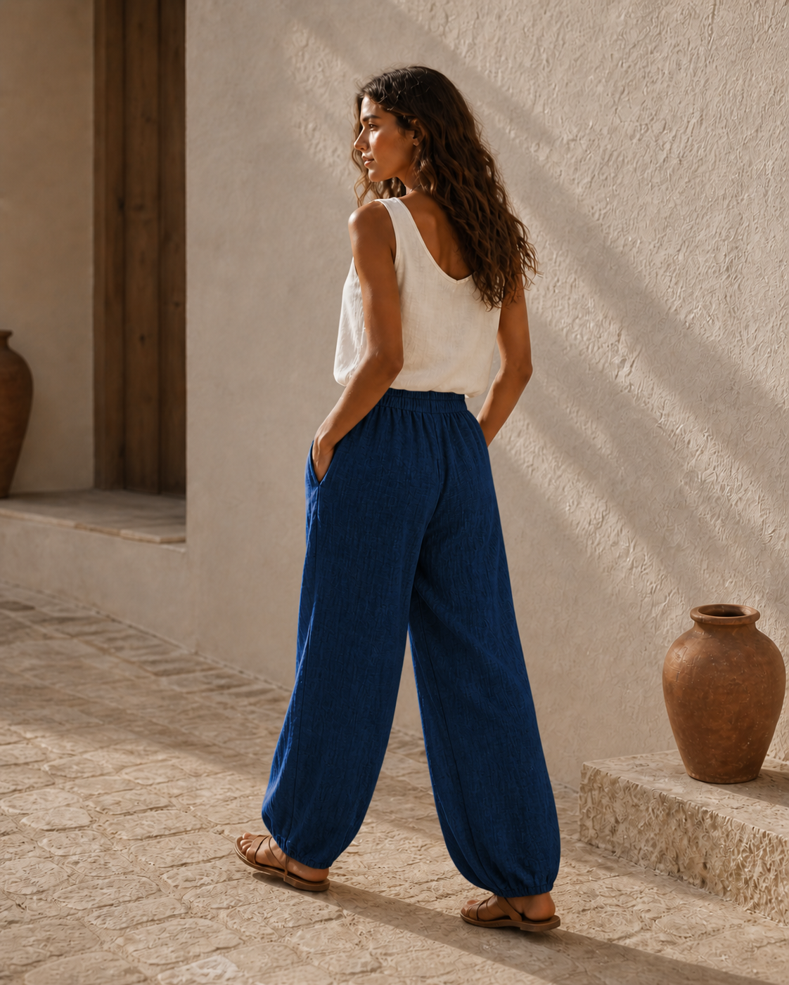 Cove & Linen High-Rise Linen-Blend Lantern Pants view 18