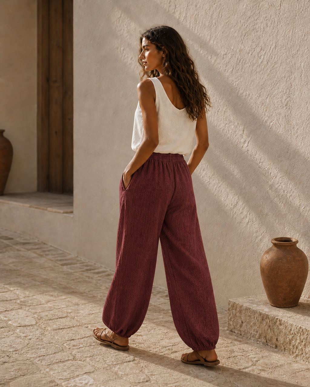 Cove & Linen High-Rise Linen-Blend Lantern Pants view 12
