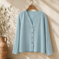Cove & Linen Loose-Fit Linen-Blend V-Neck Shirt view 1