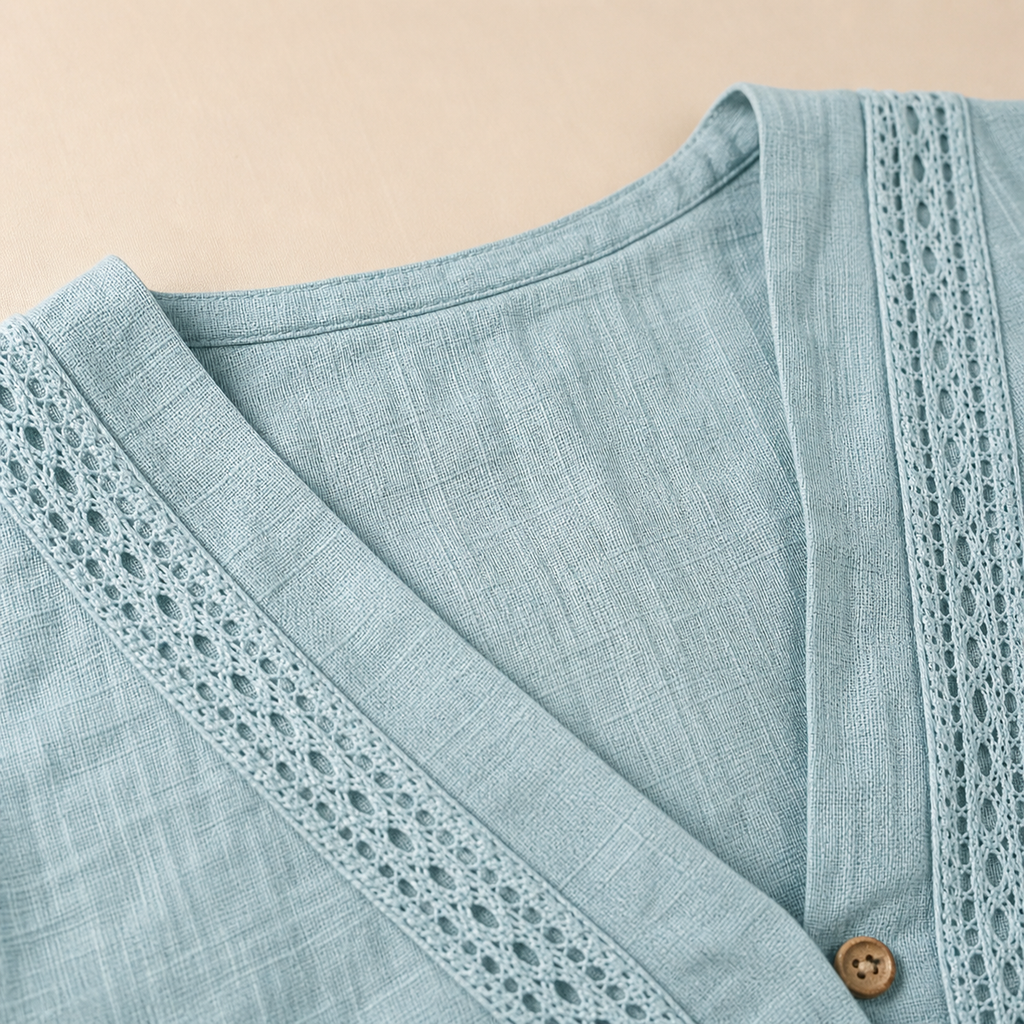 Cove & Linen Loose-Fit Linen-Blend V-Neck Shirt view 4