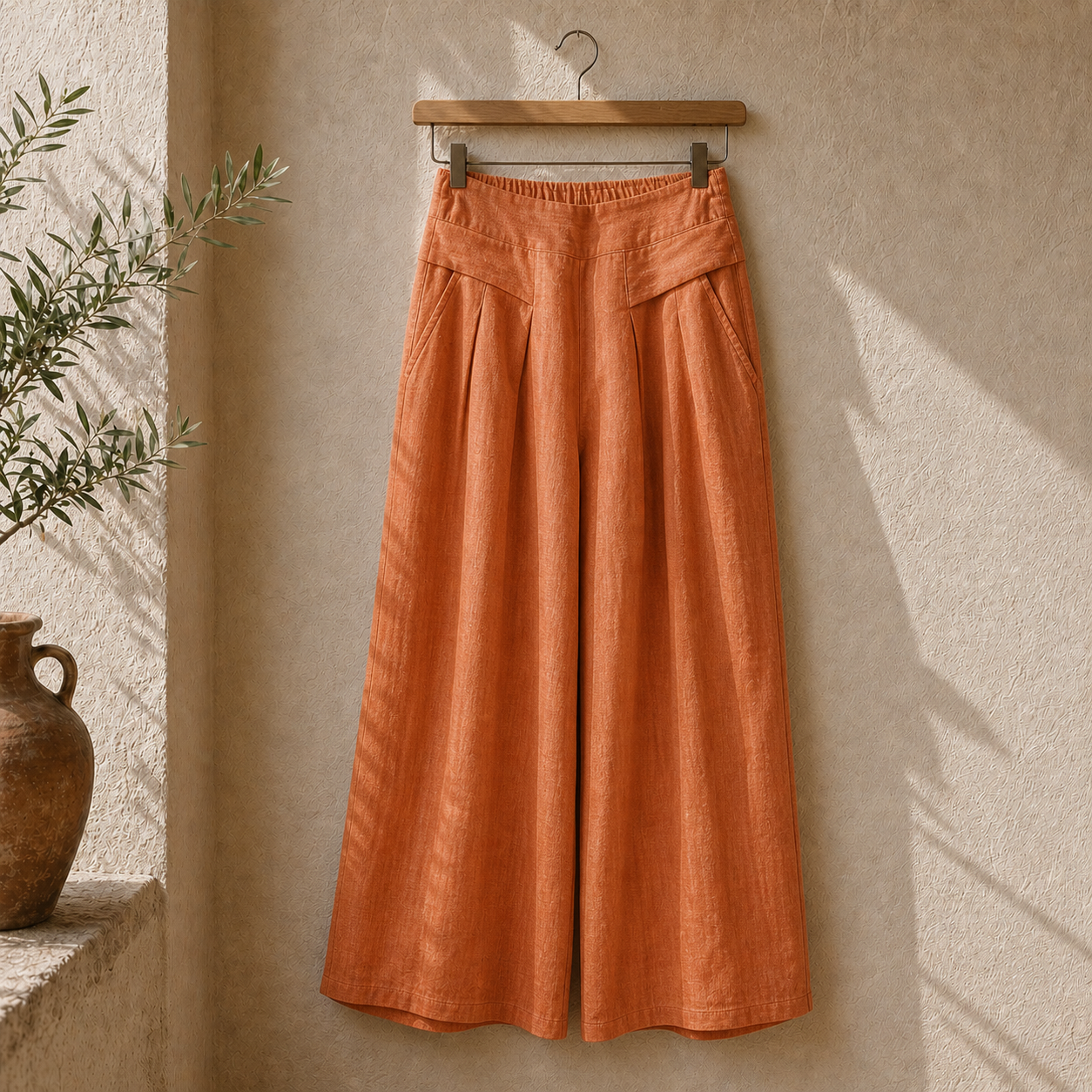 Cove & Linen Ankle-Length Linen-Blend Culotte Trousers view 14