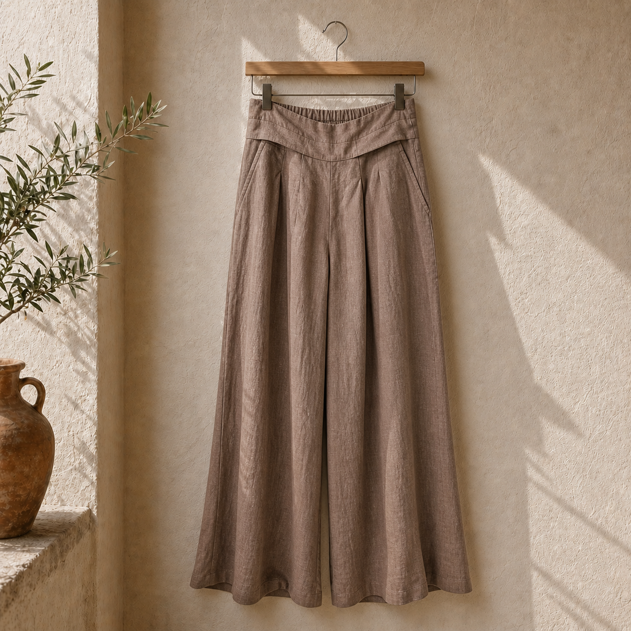 Cove & Linen Ankle-Length Linen-Blend Culotte Trousers view 18