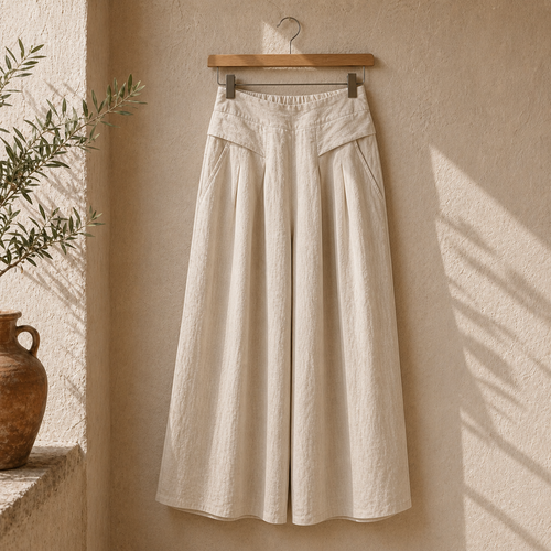 Cove & Linen Ankle-Length Linen-Blend Culotte Trousers view 1
