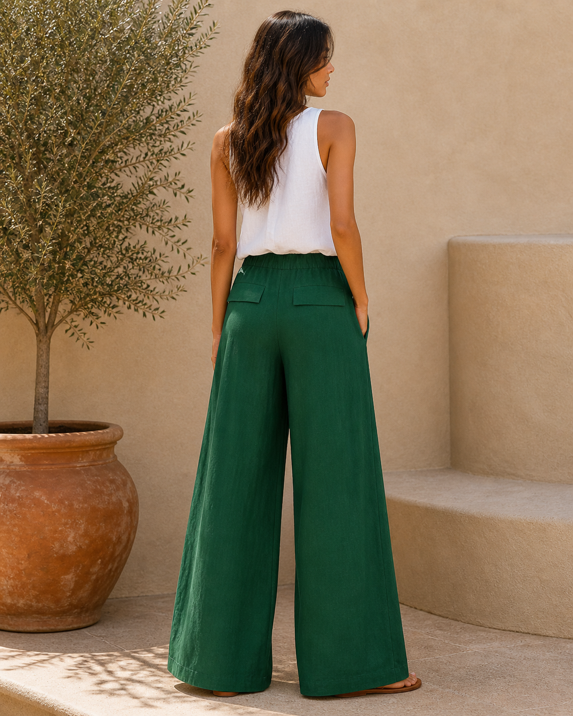 Cove & Linen Ankle-Length Linen-Blend Culotte Trousers view 13