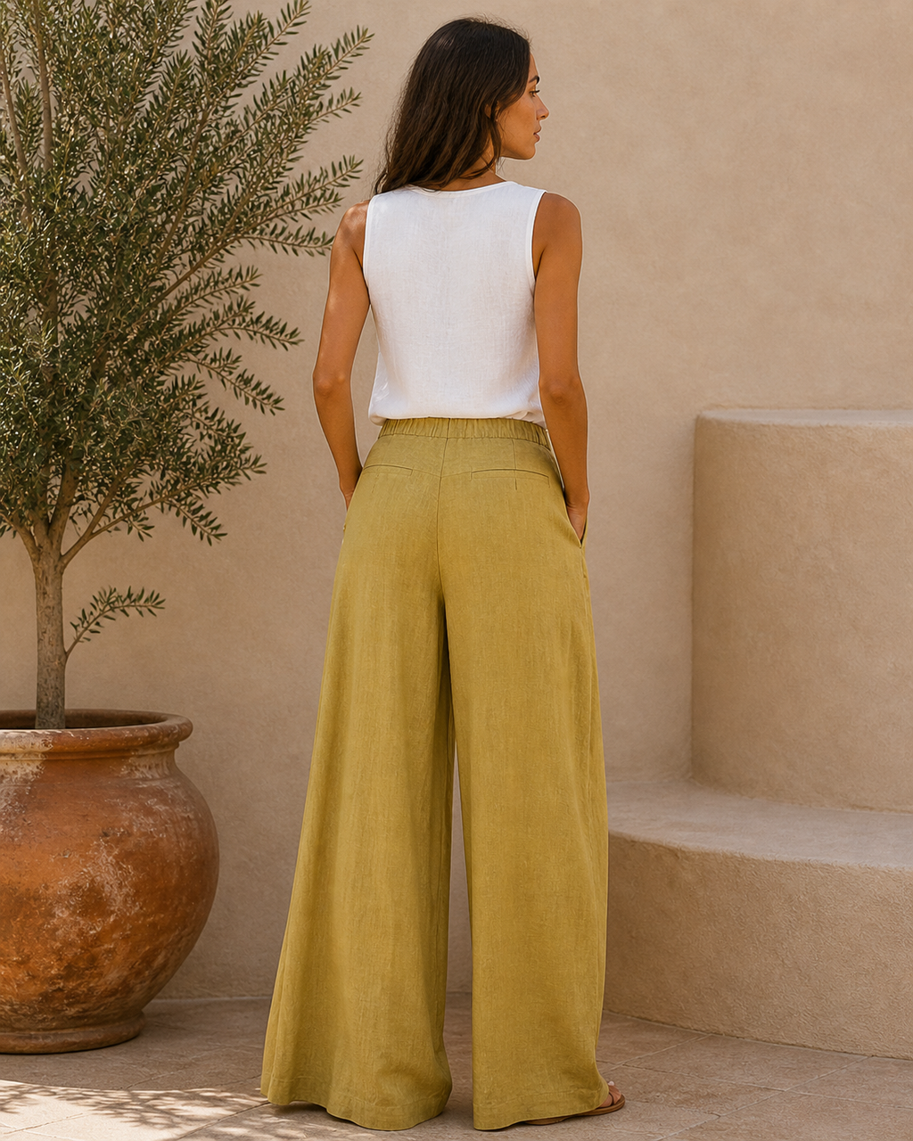 Cove & Linen Ankle-Length Linen-Blend Culotte Trousers view 24