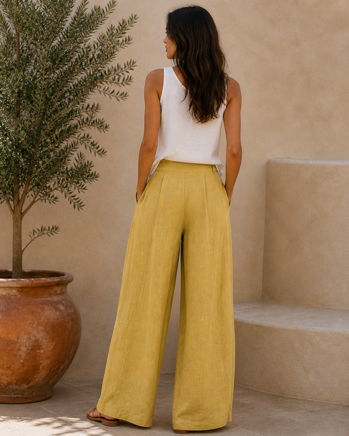 Cove & Linen Ankle-Length Linen-Blend Culotte Trousers view 23
