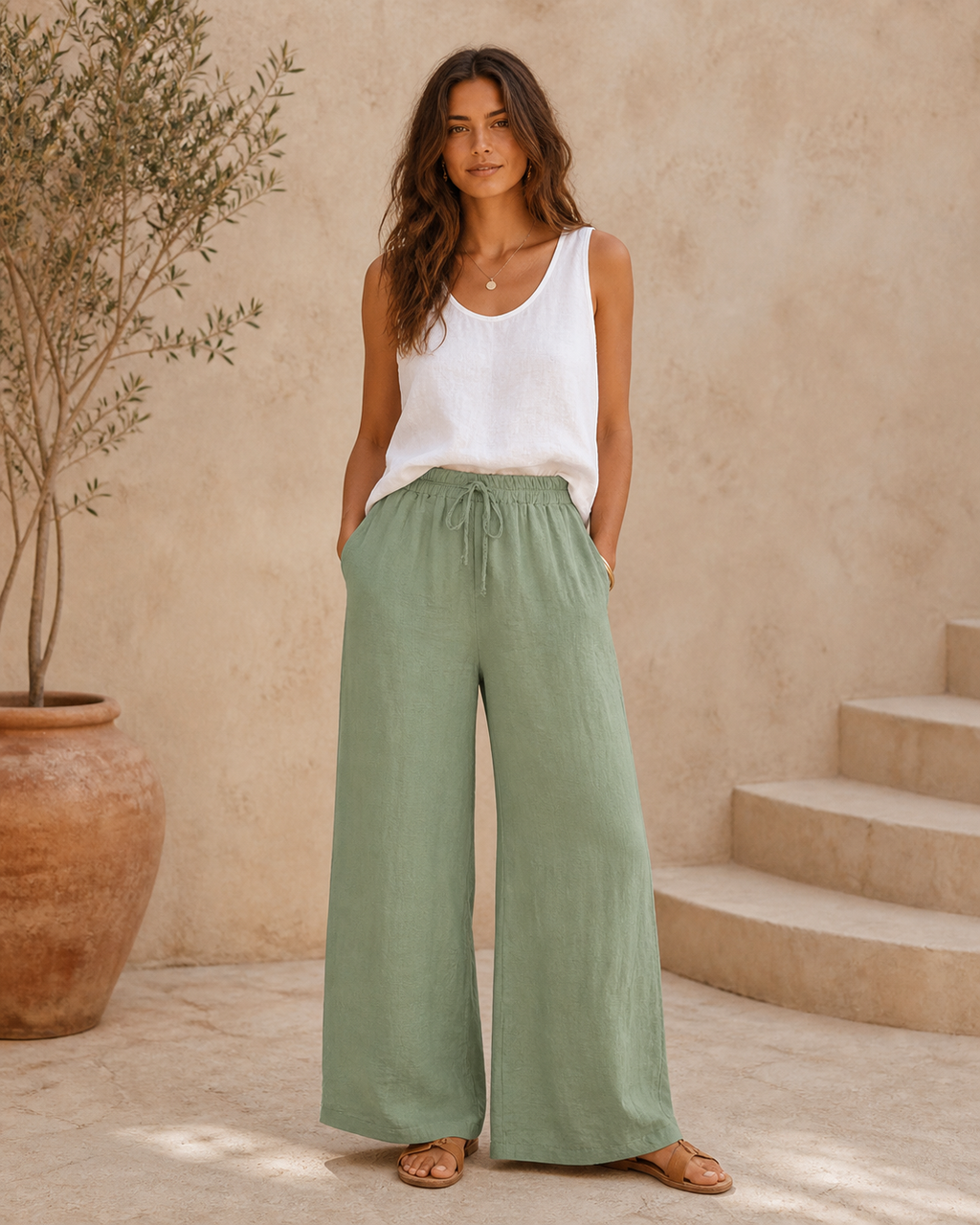 Cove & Linen Straight-Leg Linen-Blend Trousers view 17