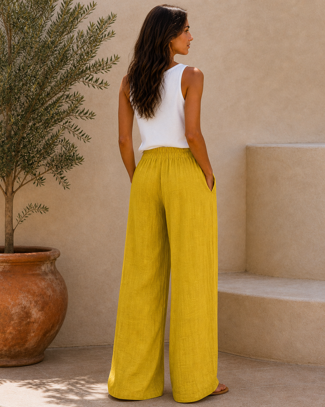 Cove & Linen Straight-Leg Linen-Blend Trousers view 3