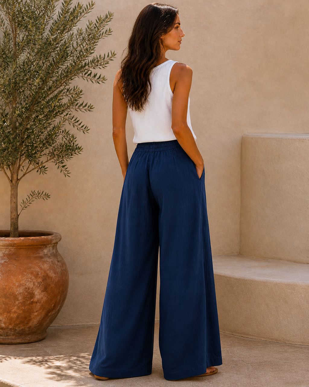 Cove & Linen Straight-Leg Linen-Blend Trousers view 12