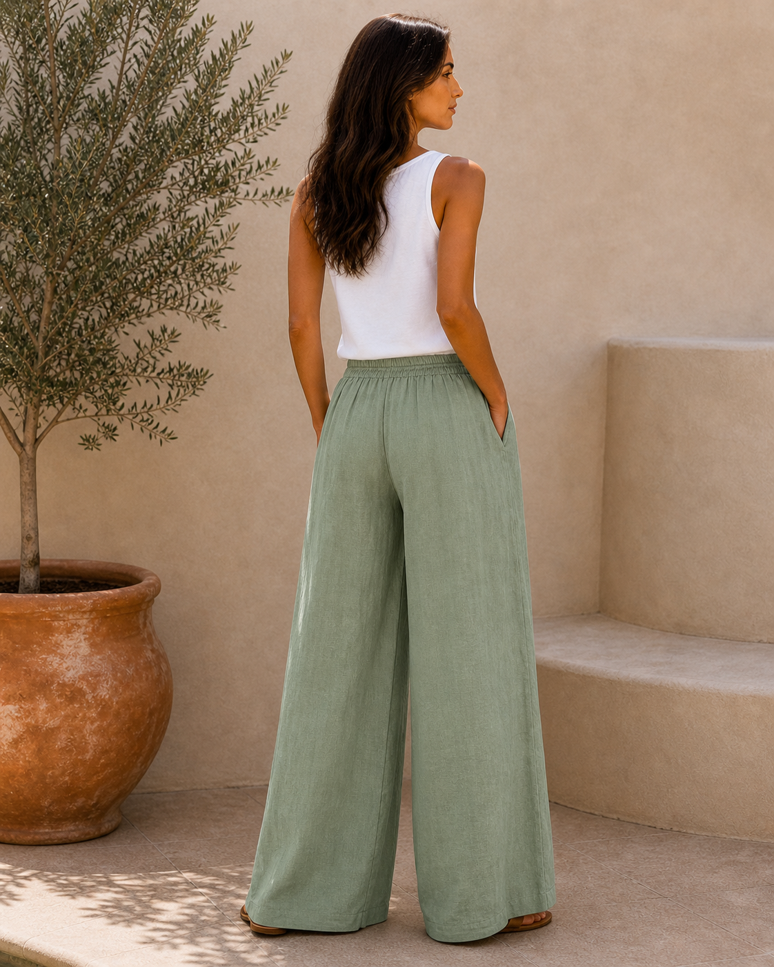 Cove & Linen Straight-Leg Linen-Blend Trousers view 18