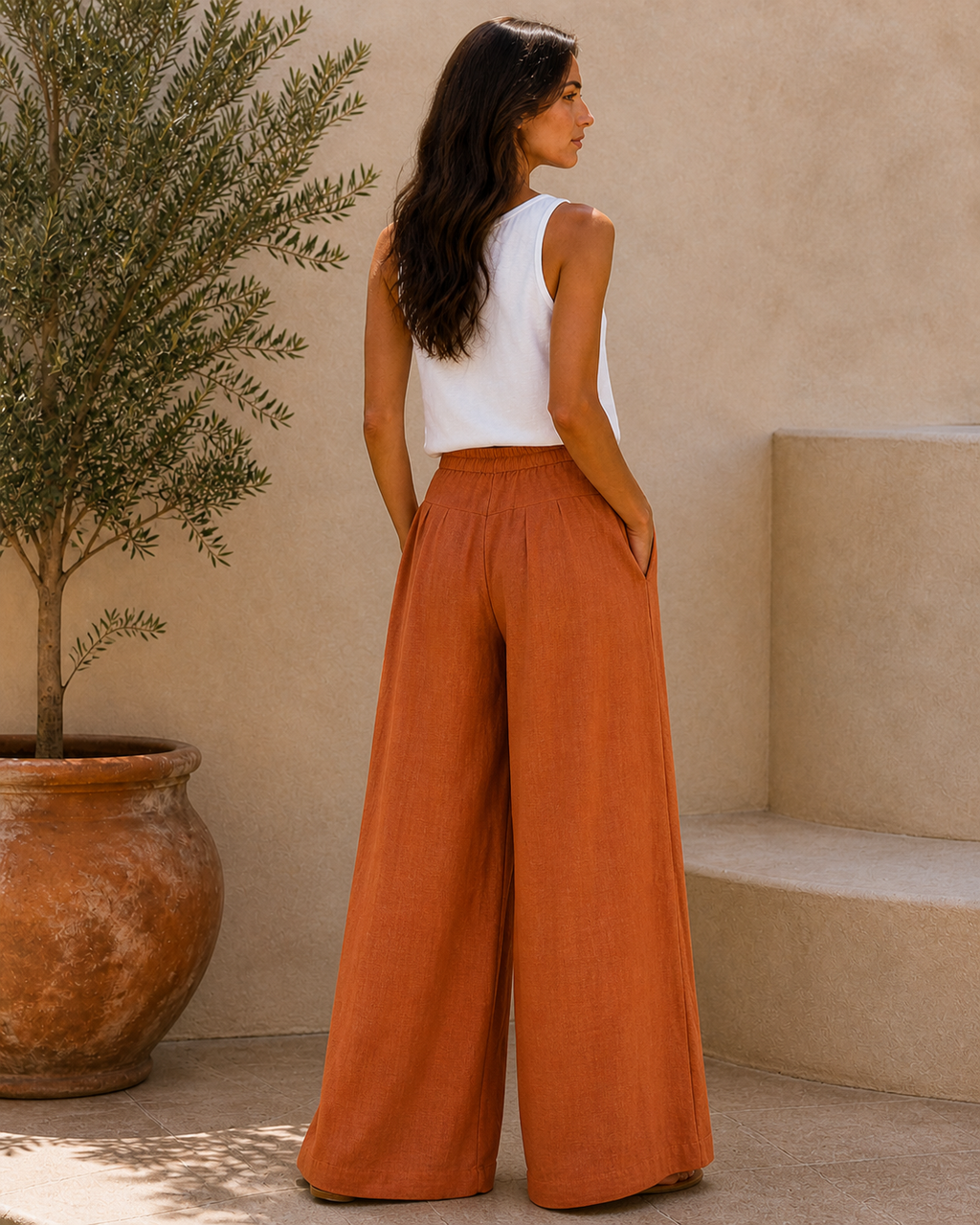 Cove & Linen Straight-Leg Linen-Blend Trousers view 15