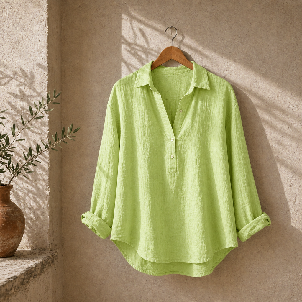 Cove & Linen Relaxed-Collar Linen-Blend Shirt view 6