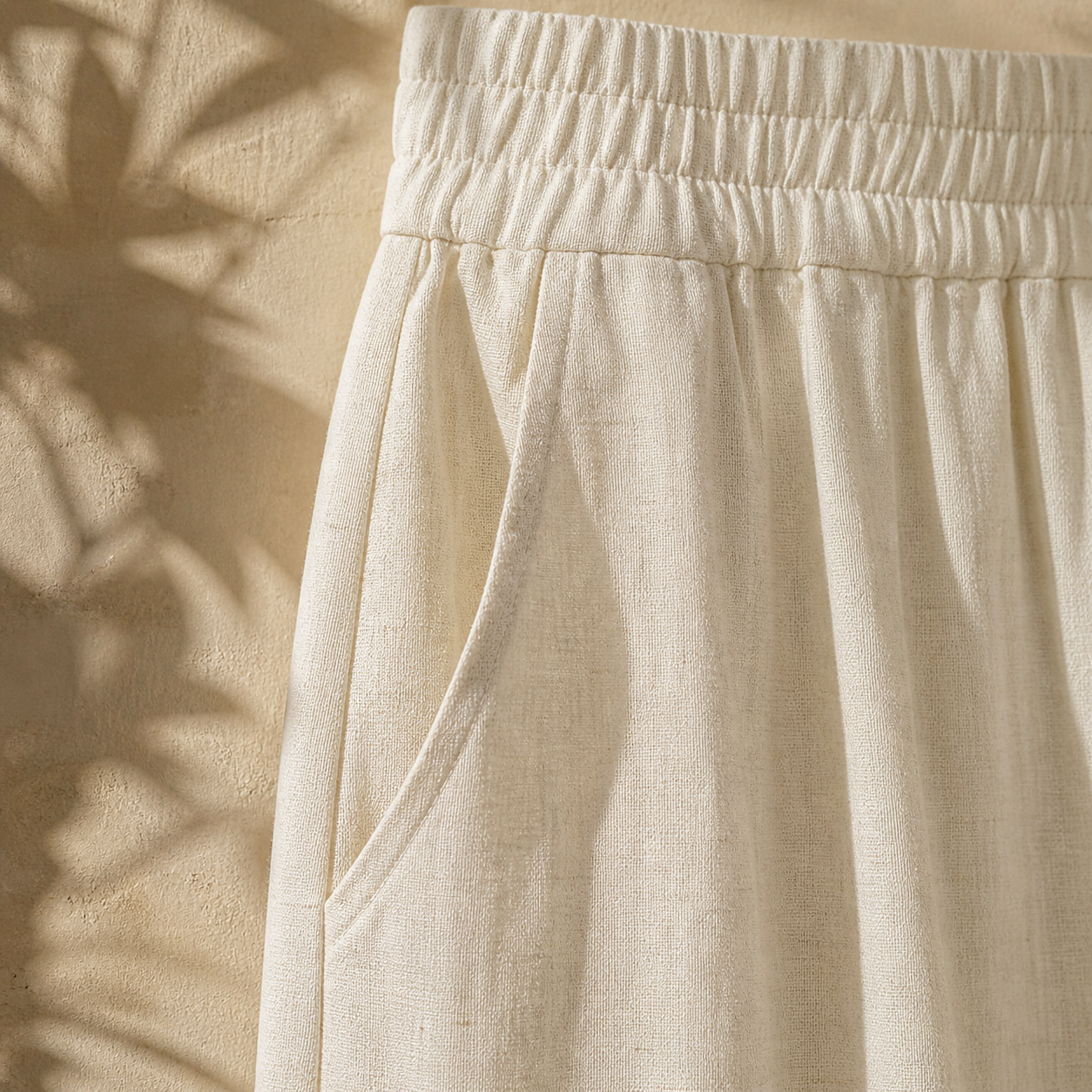 Cove & Linen Elastic-Waist Linen-Blend Wide-Leg Trousers view 6